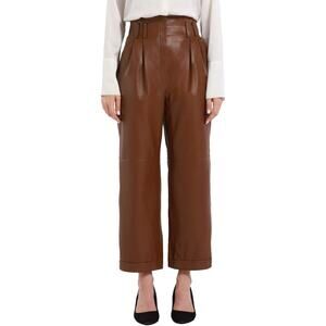 NWT Smart Universe Wear Leather Belted Cropped Paperbag Pants Chocolate Brown XS